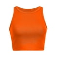 thumbnail image 4 of Womens Summer Tops Base Shirt Active Crop Pack Atmosphere Top Girl Tops Athletic Wear Women Tops 1xl for Women Lace Active Workout Set Short Solid Women's Vest Color Sleeveless Tank Neck Orange S, 4 of 5