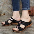 thumbnail image 2 of ZTTD Summer Ladies Fashion Wedge Heel Embroidery Flower Sandals Women's Shoes Black, 2 of 5