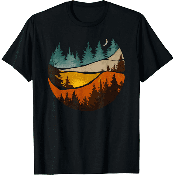 Trees Nature Mountains Adventure Outdoor Wildlife Forest T-Shirt100% cotton