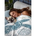 thumbnail image 3 of Blue Turtle Coastal Twim XL Size Flat Sheet, Wrinkleproof & Fadeproof Cooling Flat Bed Sheet Only, Summer Beach Nautical Coral Breathable Soft Bedding Top Sheets 66 x 102 Inches, 3 of 8