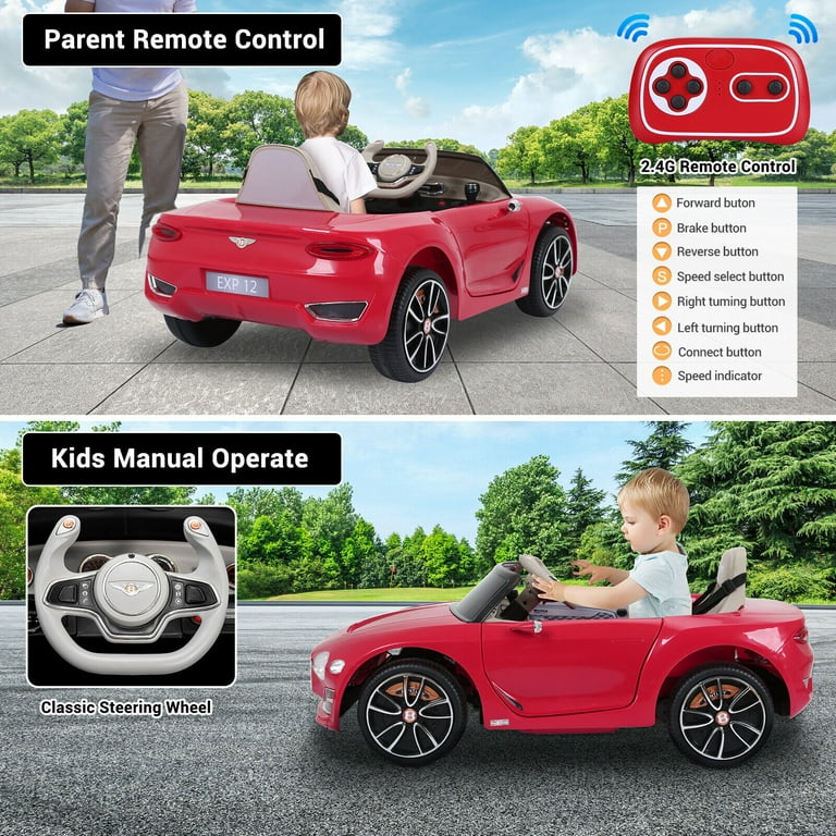 Kids Ride On Car, Red 12V BENTLEY Style Licensed Electric