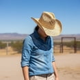 thumbnail image 5 of Jiibva Straw Cowboy Hats for Women, Western Cowgirl Hat Hollow-Out Bucket Hats Holiday Foldable Vacation Beach Sun Hat with Wide Brim Cowgirl Hats Accessories, 5 of 7