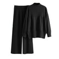 thumbnail image 2 of Itsame Womens 2 Piece Sets, Long Sleeve Knitted High Neck Tops Long Pants Sweater Outfits Black Free Size, 2 of 3