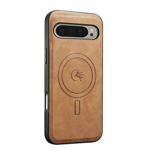 Magnetic Case for Google Pixel 9 Pro XL Luxury Premium PU Leather [Compatible with MagSafe] Shockproof Slim Anti-Scratch Dust-Proof Lightweight Phone Cover For Google Pixel 9 Pro XL,Brown