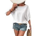 thumbnail image 3 of Women'S Tops 3/4 Sleeve T-Shirts Cute Crewneck Basic Business Tees Blouses White S, 3 of 9