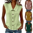 thumbnail image 2 of Dressy Collared Linen Tank Tops for Women Summer Loose Button Down Sleeveless Blouses Business Casual Shirts, 2 of 7