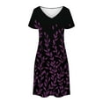 thumbnail image 4 of YuXingFu Plus Size Women's Dress formal Dresses - Floral, V-Neck, Short Sleeve, Midi for Summer Purple S, 4 of 8