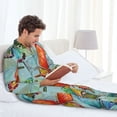 thumbnail image 6 of Sikiie Retro Seamless Flying Butterflies Mens Pajama Set, Soft Warm Long Sleeve Sleepwear, Cozy Button-Down Pjs for Men-Medium, 6 of 7