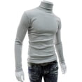 thumbnail image 2 of Bobasndm Long Sleeve Turtleneck Men Pullover Soft Solid Color Stretchy Knitted Shirt for Autumn Winter, 2 of 9
