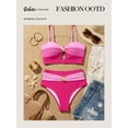 thumbnail image 4 of DOKOTOO Womens Bikini Swimsuits 2 Piece High Waisted Tummy Control Metal Swim Bathing Suit Rose Red XL US16-18, 4 of 10
