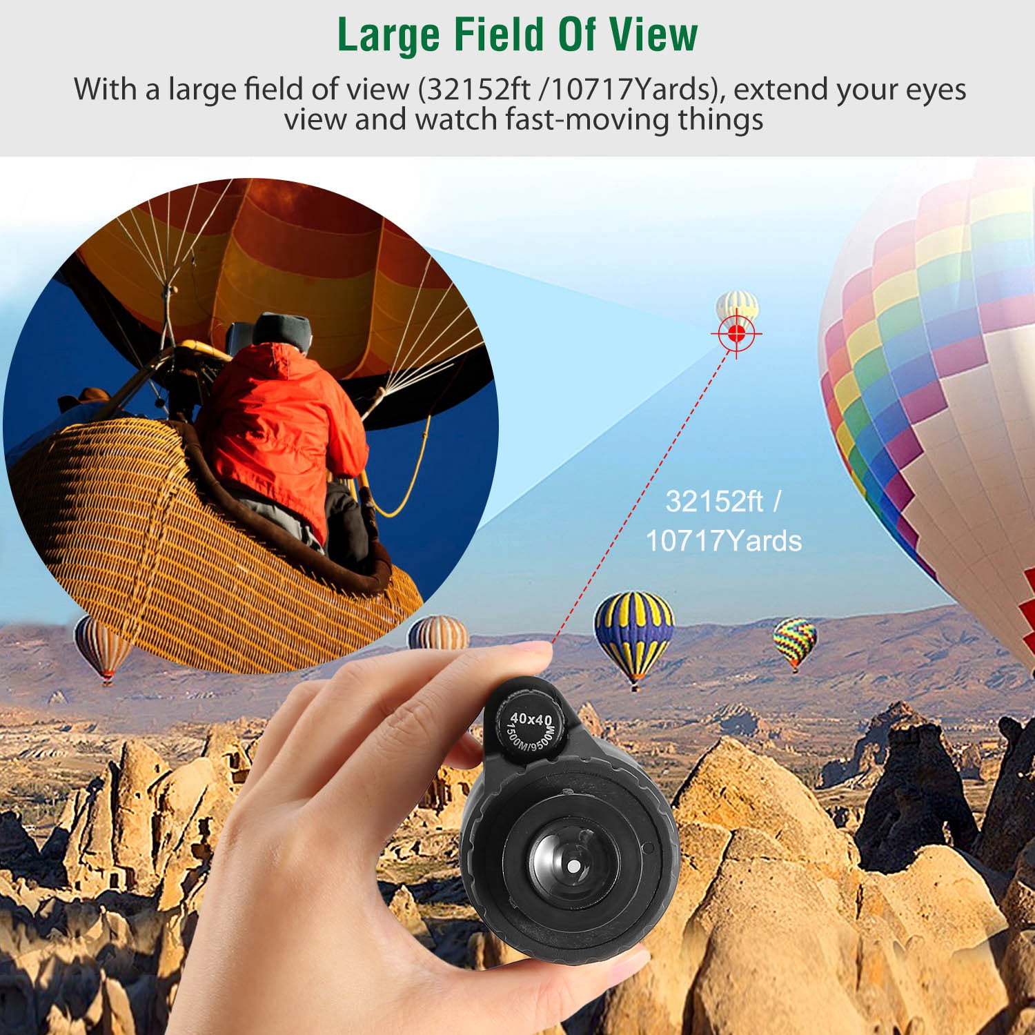 Astoutdoor 40x40 Monocular Telescope with Phone Adapter and Tripod, 40mm Objective Lens, Multi-Coated, Black