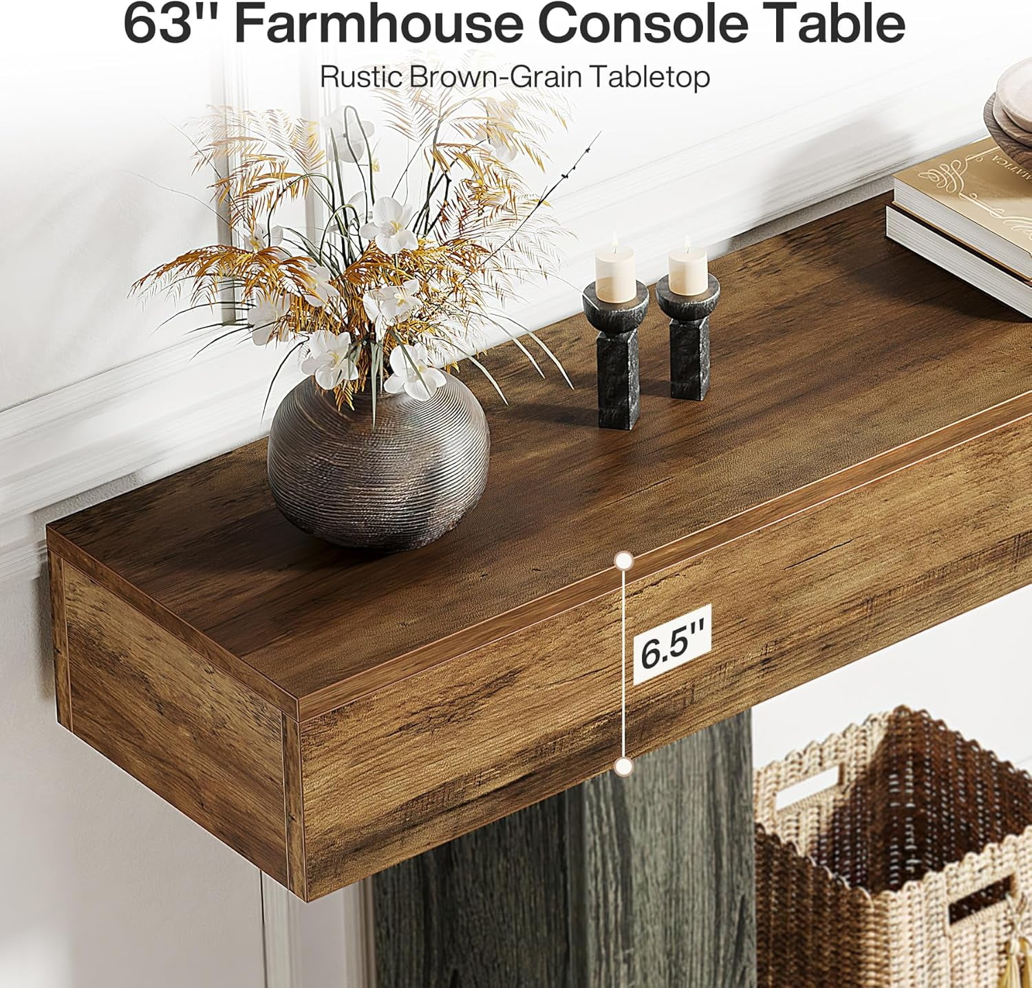 Tribesigns 63" Console Table, Farmhouse 2-Tier Entryway Table with U-Shaped Base