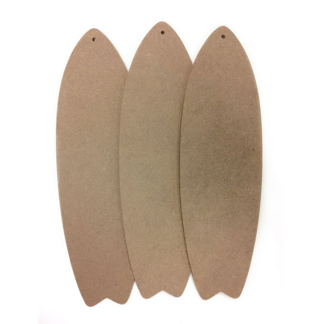Paquete de 3, 5 x 16 x 0,25 pulgadas, espacios en blanco de madera para manualidades, forma de tabla de surf, materiales de artesanía de madera MDF sin terminar, proyectos de bricolaje, pasatiempos, t