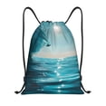 thumbnail image 1 of Xecao Turquoise Ocean Reflection Pattern Sports Drawstring Backpack - String Swim Gym Bag with Wet Proof Pocket for Women&Men-Small, 1 of 6