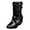 Black, variant on Fashion Round Toe Heel Platform Mid Calf Boots with Zip Closure Comfortable Leather Ankle Booties for Casual Winter Wear and Everyday Outfits