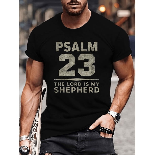 T-Shirt Featuring Shepherd Psalm 23, Men'S Casual Short-Sleeve Tee for Summer Wear.