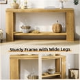 thumbnail image 5 of Natural Wood 63 Inch Farmhouse Console Table with Storage Shelf, Beaded Trim Sofa Table for Entryway Foyer Living Room, 5 of 7