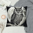 thumbnail image 2 of Shangniulu Square Throw Pillow Covers Owl in The Moonlight Black and White Painting Pillow Cases Decorative for Home Bedroom Sofa Pillowcases Standard Size 18X18 Inch, 2 of 5