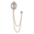 thumbnail image 2 of Hyasfey Fashion Faux Gem Shining Rhinestones Brooch Pin Chain Tassel Suit Coat Badge Dress Bag Shawl Pin Jewelry Accessories, 2 of 8