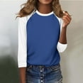 thumbnail image 7 of GERsome Women's Crew Neck 3/4 Sleeve T Shirts Casual Color Block Tunic Tops Basic Tees, 7 of 7