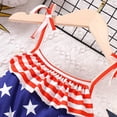 thumbnail image 4 of mgoYE Toddler Girl Clothes Sets 4th Fourth Of July Toddler Girl Outfit USA Romper Spaghetti Strap Bell Bottoms Jumpsuit Red White and Blue Outfits|Red 5-6 Years, 4 of 8