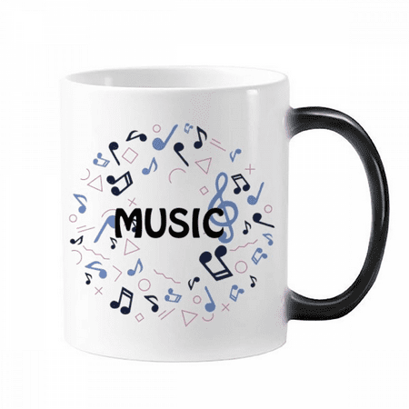 

Round-Shaped Music Note Dark Blue Mug Changing Color Cup Morphing Heat Sensitive 12oz