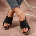 thumbnail image 4 of Dakaela Women's Platform Wedge Sandals Comfortable Open Toe Cork Wdges Slides Leather Dressy Casual Summer Beach Shoes Black Size 6.5, 4 of 9