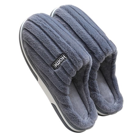 

yiyunBOLI Men s Spring Autumn And Winter Home Indoor Non Slip Warm Plush Solid Color Simple Cotton Slippers