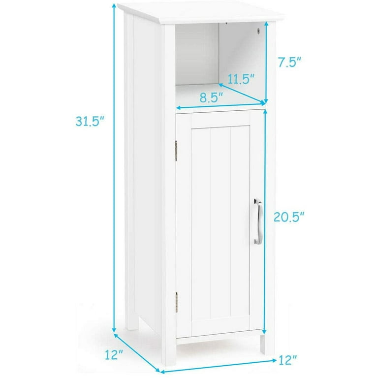 12 in. W x 12 in. L x 31.5 in. H Freestanding Bathroom Storage Linen Cabinet with Adjustable Shelf and Door in White 12 in. W x 12 in. L x 31.5 in. H Freestanding Bathroom Storage Linen Cabinet with Adjustable Shelf and Door in White