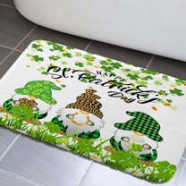 St Patricks Day Bathroom Rugs, Green Clover Shamrock Bathroom Rugs St. Patrick's Day Green Clover Shamrock Bathroom Rugs, Non-Slip Bath Carpet, Bath Mats for Bathroom Floor, Tub and Shower(17"X29")