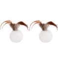 thumbnail image 2 of 2PCS Cat Ball Toy Interactive Cute Cat Pompom Toy Cat Feather Toy Pet Play Ball, 2 of 10