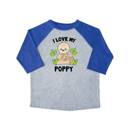 

Inktastic Cute Sloth I Love My Poppy with Green Leaves Gift Toddler Boy or Toddler Girl T-Shirt