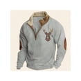 thumbnail image 3 of New Hoodless Half Zip Men's Sweatshirt – Retro Fashion Slim Fit Comfortable Versatile Casual Pullover Top,L,Light Gray, 3 of 4