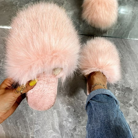 

Fjofpr Slippers for Women Women Girls Cute Cotton Short Plush Flat Slippers Casual Shoes Indoor Outdoor Hot