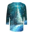 thumbnail image 4 of Homenesgenics Christmas Tree Print Tops Women's Fashion Christmas Print Loose T-shirt 3/4 Sleeves Blouse Round Neck Casual Tops, 4 of 4