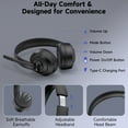 thumbnail image 3 of AOC Wireless Headset with AI Noise Cancelling Microphone for Work, Bluetooth 5.4 & Dongle & Wired Headphones, Lightweight On-Ear Headphones for Mac, Computer, Laptop, Phone, Zoom, Call Center, Black, 3 of 9
