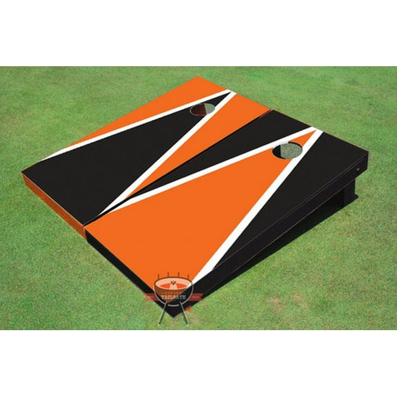 Black And Orange Alternating Triangle Custom Cornhole Board