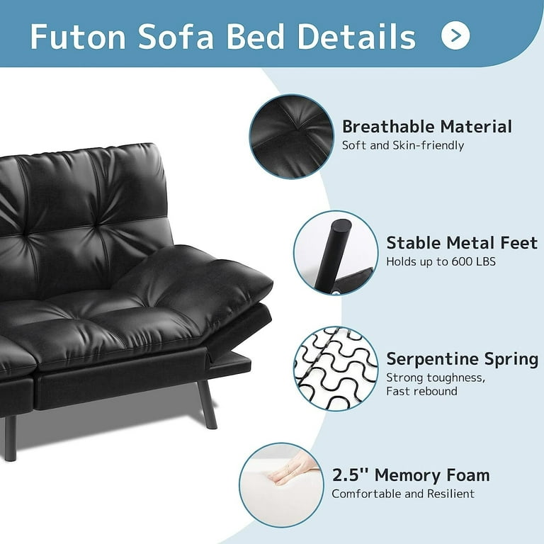 Futon Sofa Bed Memory Foam Couch Sleeper Daybed Foldable