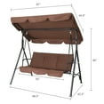 thumbnail image 3 of VINGLI 3-Person Porch Swing w/ Canopy Support 450 lbs w/ Cushions, Brown, 3 of 7