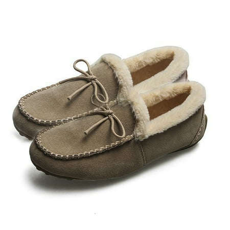

huanledash Women Soft Thicken Bowknot Flat Bottom Round Head Shoes Autumn Winter Warmer