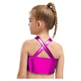 thumbnail image 4 of Nyeemya Jazz Latin Dance Shirt for Girls Disco Party Activewear Tees Ballroom Cross Back Sequin Crop Top Hot Pink 12, 4 of 5