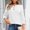 White, variant on Womens Long Sleeve Blouse New Women's 3/4 Sleeve Shirts Fall Lightweight Sweaters Solid Color Dressy Casual Tunic Tops Fashion Clothes Gray XL