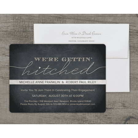 Personalized Wedding Engagement Party Invitation - Getting Hitched - 5 x 7 Flat (Best Engagement Party Invitations)