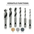 thumbnail image 4 of Neiko 11401A 6 Piece Brad Point Drill Bit Set, Stubby Drill Bit Set for Wood, 1/4" Quick Change Hex Shank, HSS 4241 High Speed Steel for Quick Change Chucks and Drives, Drill Bit Holder Included, 4 of 6