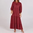 thumbnail image 2 of OSOLU Solid Color 2025 Summer Women Boho Maxi Dresses V-Neck Puff Sleeve Floral Flowy Swing Casual Long Dress Lovely Sundress Wedding Guest Dress, 2 of 5
