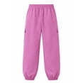 thumbnail image 2 of HILEELANG Girls Cargo Jogger Sweatpants, Stretch Drawstring Pants with Pockets, Pink, Ages 5-6Y, 2 of 13