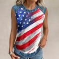 thumbnail image 4 of Tank Tops for Women Patriotic Print Round Neck Sleeveless Shirts Casual Loose Fit Trendy Star Stripe Camisole Blouse White S, 4 of 6