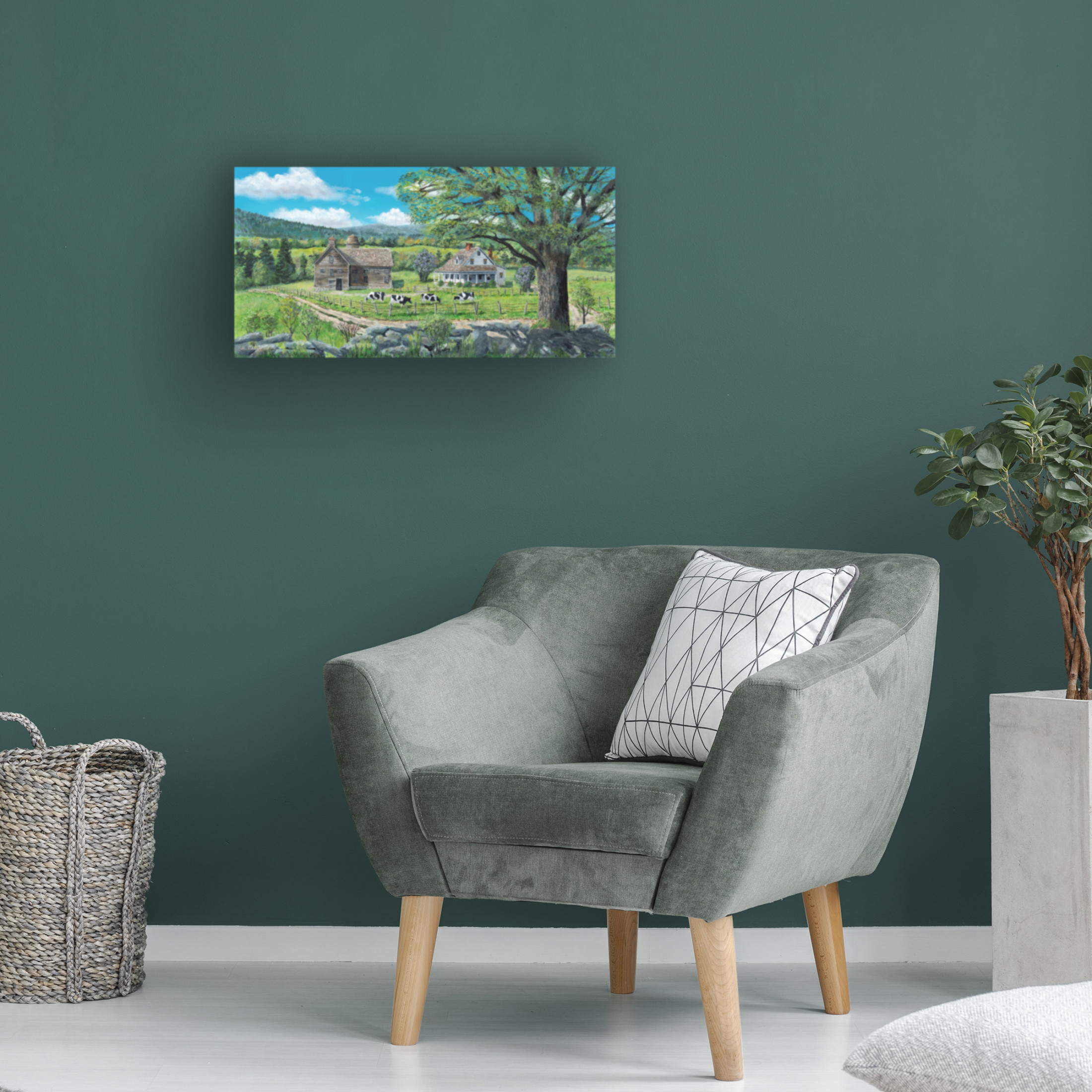 Canvas Wall Art - Bob Fair 'Calm Over the Wall' Wall Art for Living Room, Bedroom, or Office Décor by Trademark Fine Art - 24 x 12 Inches