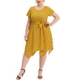 thumbnail image 2 of MODA NOVA Juniors Plus Size Polka Dots Short Sleeve Tie Waist Flare Midi Dress, 2 of 6