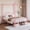 Queen Size+Pink, variant on HMYG Metal Canopy Bed with Vintage Headboard and Footboard, Queen, Black